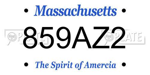 859AZ2 Massachusetts License Plate