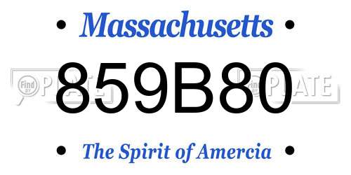859B80 Massachusetts License Plate