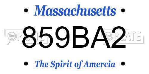 859BA2 Massachusetts License Plate