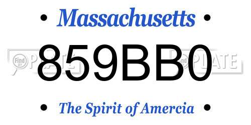 859BB0 Massachusetts License Plate