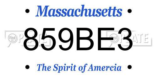 859BE3 Massachusetts License Plate