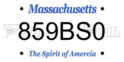 859BS0 Massachusetts License Plate