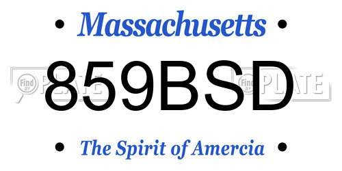 859BSD Massachusetts License Plate