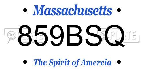 859BSQ Massachusetts License Plate