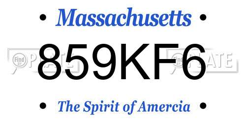 859KF6 Massachusetts License Plate