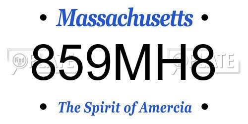 859MH8 Massachusetts License Plate