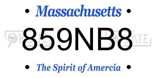 859NB8 Massachusetts License Plate