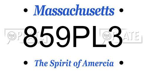 859PL3 Massachusetts License Plate
