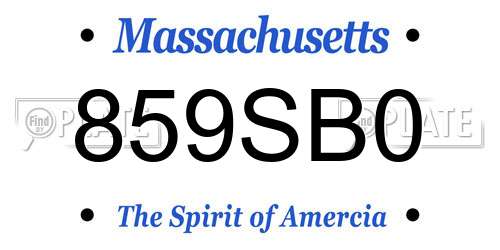 859SB0 Massachusetts License Plate