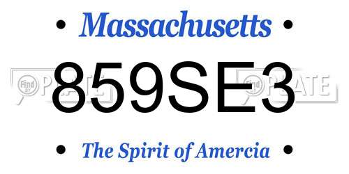 859SE3 Massachusetts License Plate