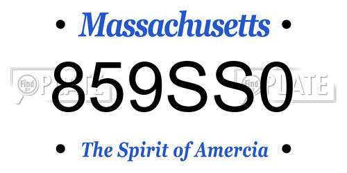 859SS0 Massachusetts License Plate