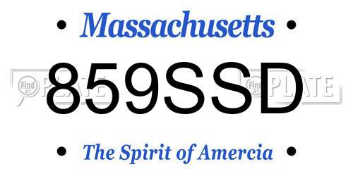 859SSD Massachusetts License Plate