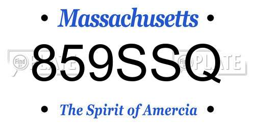 859SSQ Massachusetts License Plate