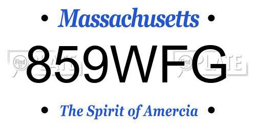 859WFG Massachusetts License Plate