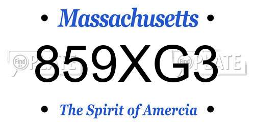859XG3 Massachusetts License Plate