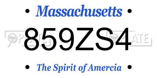 859ZS4 Massachusetts License Plate
