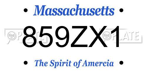 859ZX1 Massachusetts License Plate