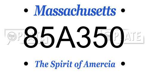 85A350 Massachusetts License Plate