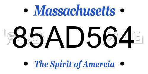 85AD564 Massachusetts License Plate