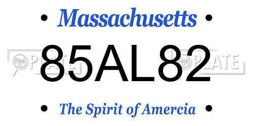 85AL82 Massachusetts License Plate