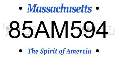 85AM594 Massachusetts License Plate