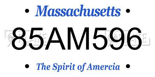 85AM596 Massachusetts License Plate