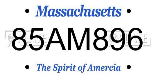 85AM896 Massachusetts License Plate