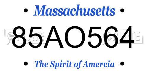 85AO564 Massachusetts License Plate