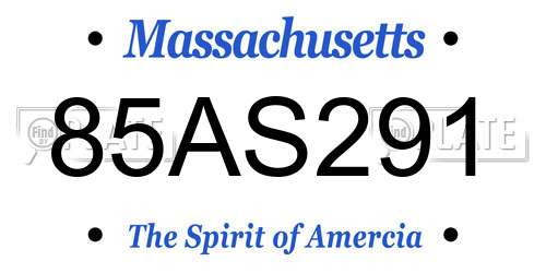85AS291 Massachusetts License Plate