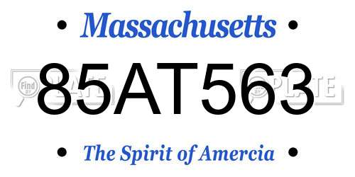 85AT563 Massachusetts License Plate