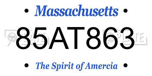85AT863 Massachusetts License Plate