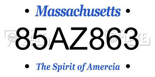 85AZ863 Massachusetts License Plate