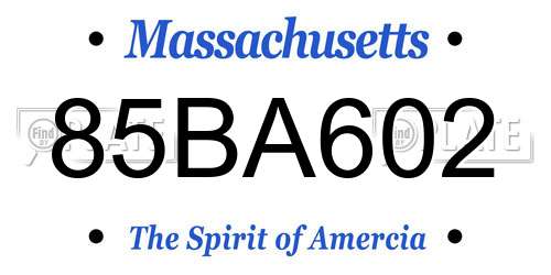 85BA602 Massachusetts License Plate