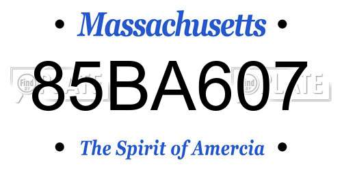 85BA607 Massachusetts License Plate