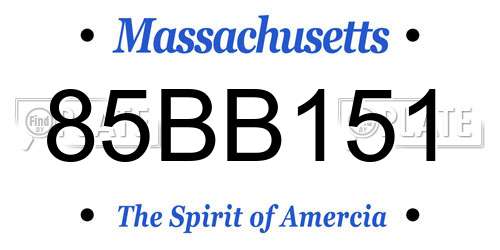 85BB151 Massachusetts License Plate