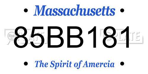 85BB181 Massachusetts License Plate