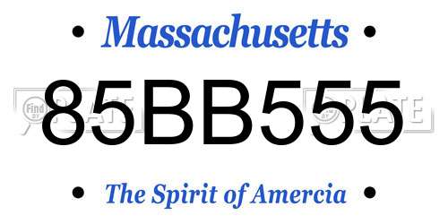 85BB555 Massachusetts License Plate