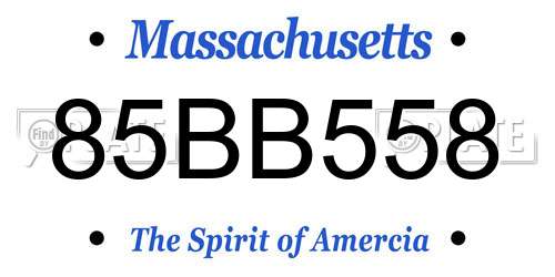 85BB558 Massachusetts License Plate