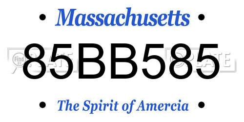 85BB585 Massachusetts License Plate
