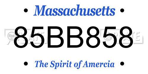 85BB858 Massachusetts License Plate