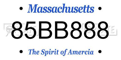 85BB888 Massachusetts License Plate