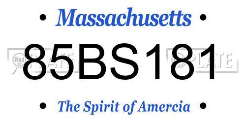 85BS181 Massachusetts License Plate