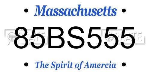 85BS555 Massachusetts License Plate