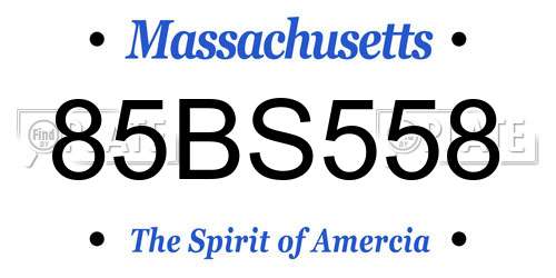 85BS558 Massachusetts License Plate