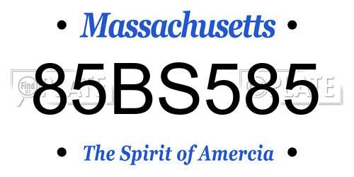 85BS585 Massachusetts License Plate