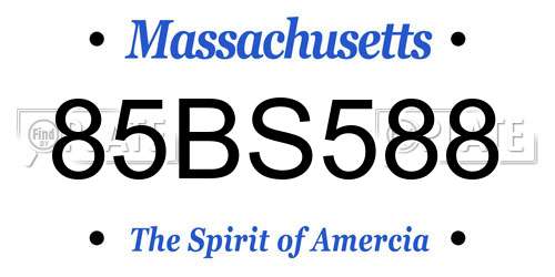 85BS588 Massachusetts License Plate