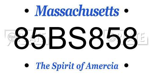 85BS858 Massachusetts License Plate