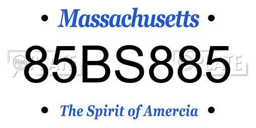 85BS885 Massachusetts License Plate