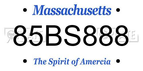 85BS888 Massachusetts License Plate