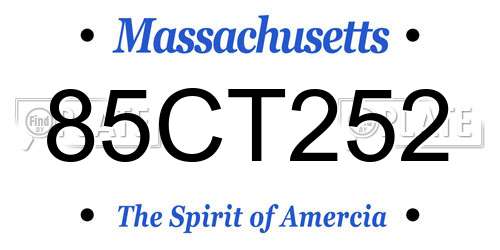 85CT252 Massachusetts License Plate